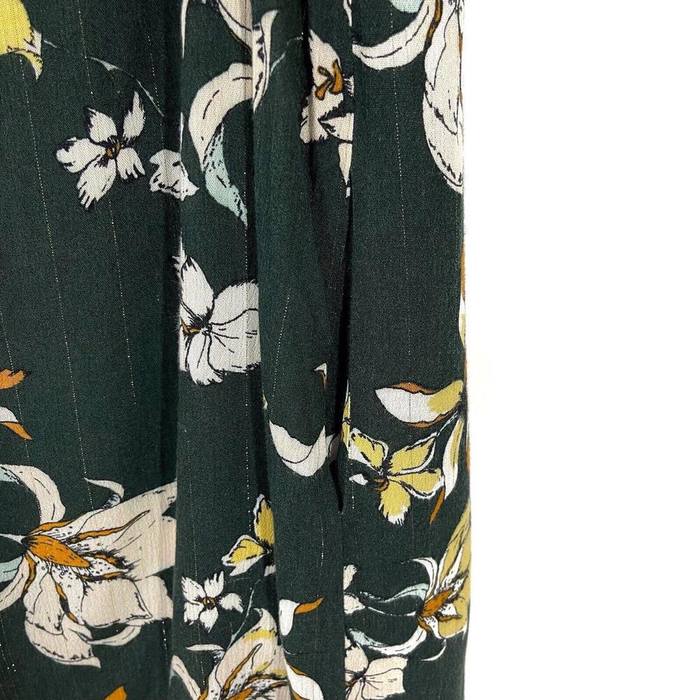 Knot Sisters Women’s Size Small Emerald Green Lily Floral Print Button Up Dress - Picture 11 of 12